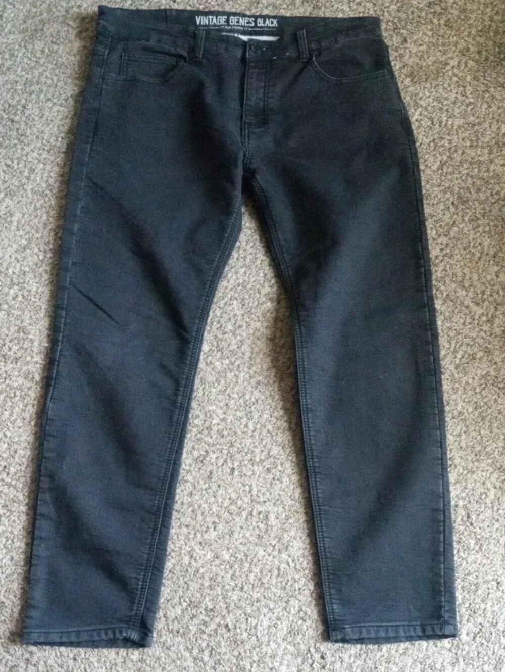 Men's Black Vintage Genes Slim Straight Jeans